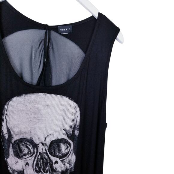 TORRID Skull Tank Deep Scoop Neck Sleeveless Longline Hi Low Black - Picture 3 of 6